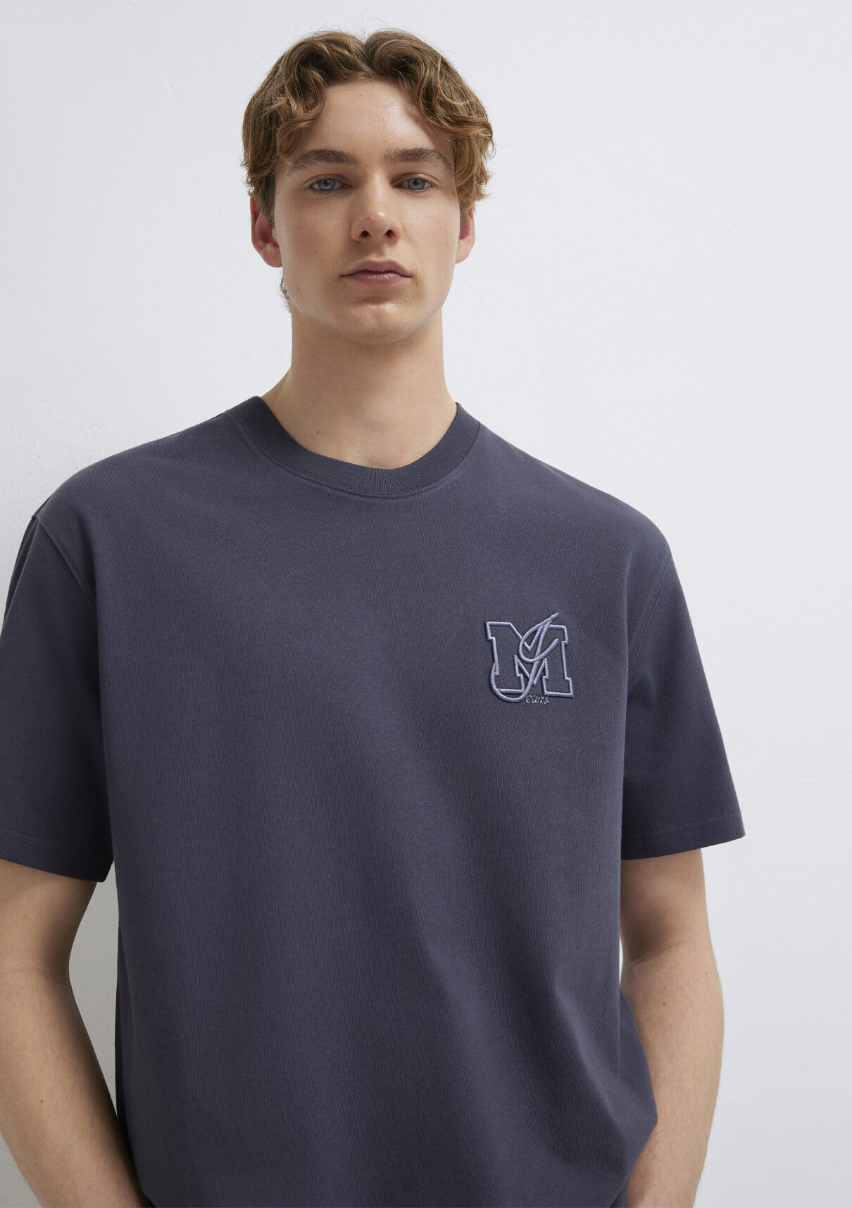 Mavi MJ Logo Detaylı Gri Tişört