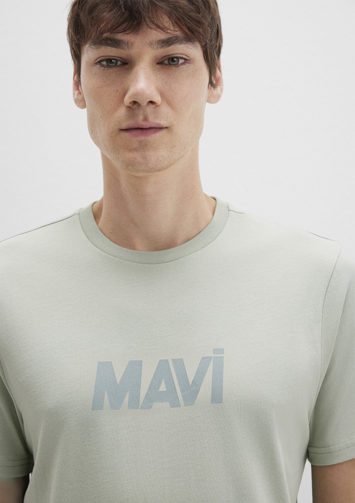 Mavi Logo Baskılı Yeşil Tişört görsel 6