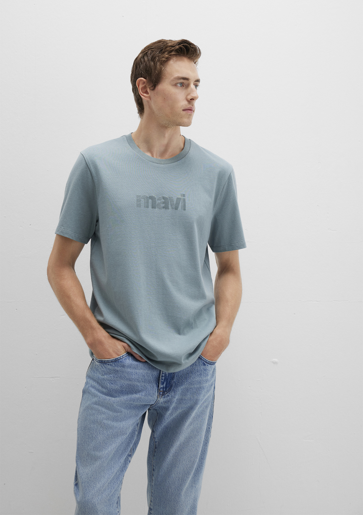 Mavi Logo Baskılı Mavi Tişört görsel 2