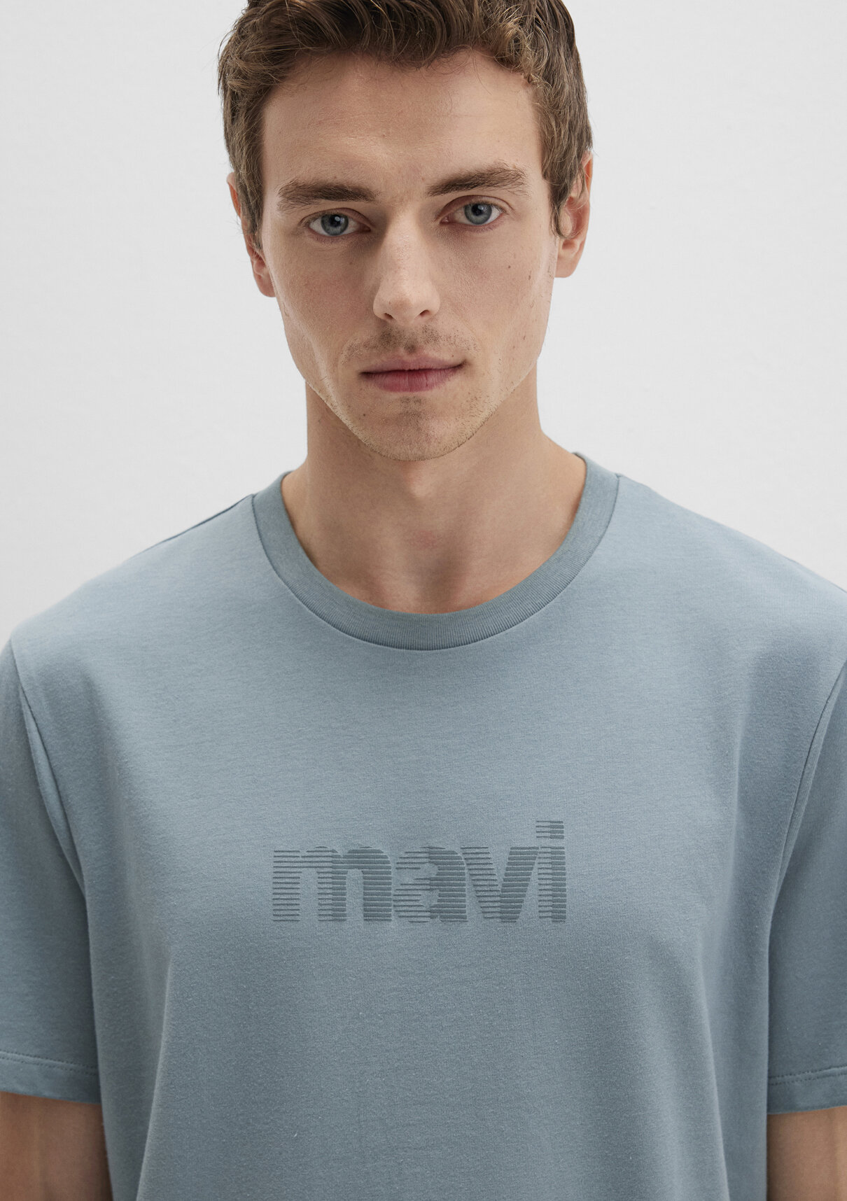 Mavi Logo Baskılı Mavi Tişört görsel 6