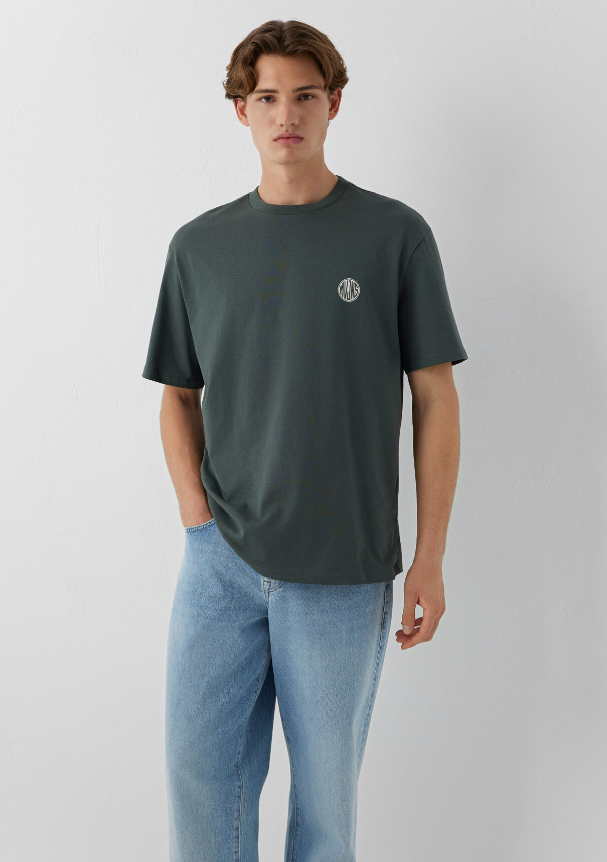Mavi Logo Baskılı Yeşil Tişört görsel 3