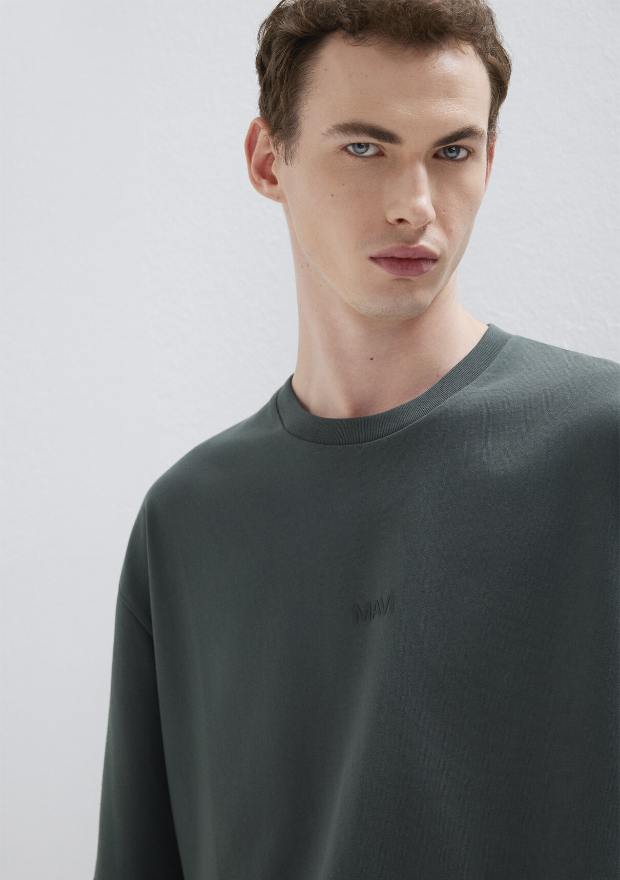 Mavi Logo Baskılı Yeşil Basic Tişört