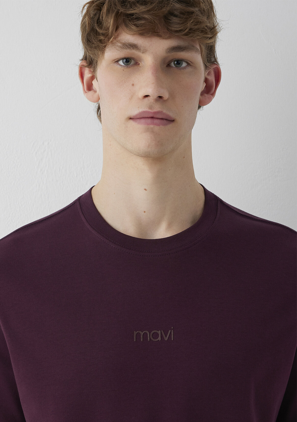 Mavi Logo Baskılı Bordo Basic İnterlok Tişört görsel 7