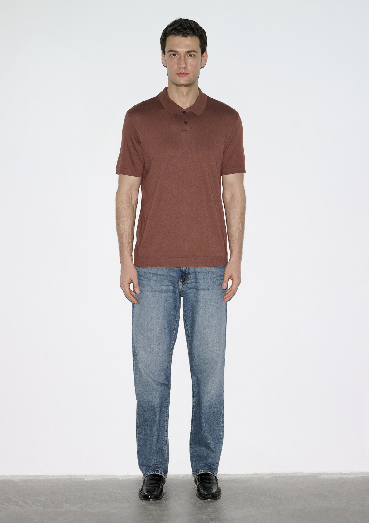 Mavi Kahverengi (TENCEL™) Modal Karışımlı Polo Tişört görsel 4