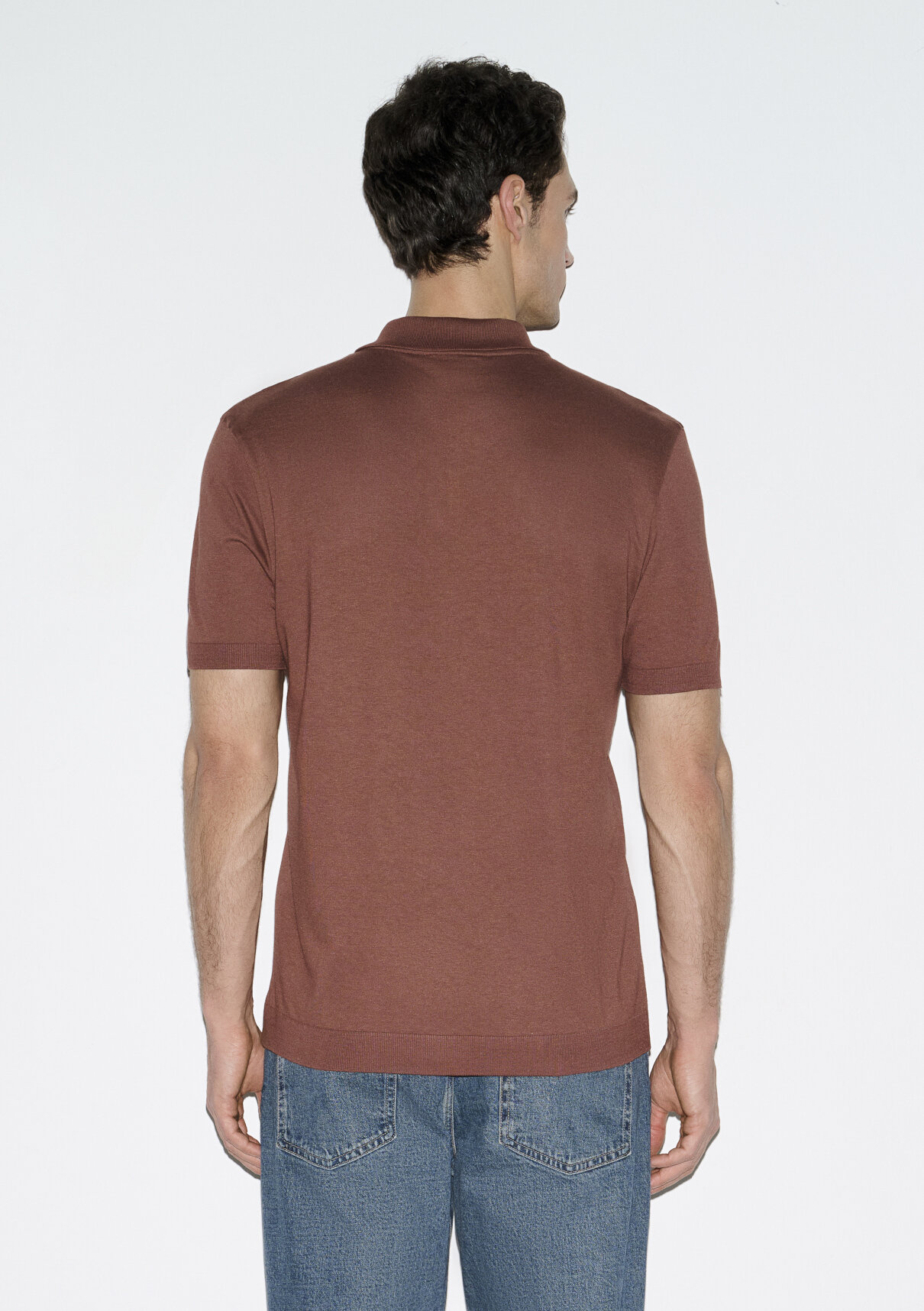 Mavi Kahverengi (TENCEL™) Modal Karışımlı Polo Tişört görsel 5