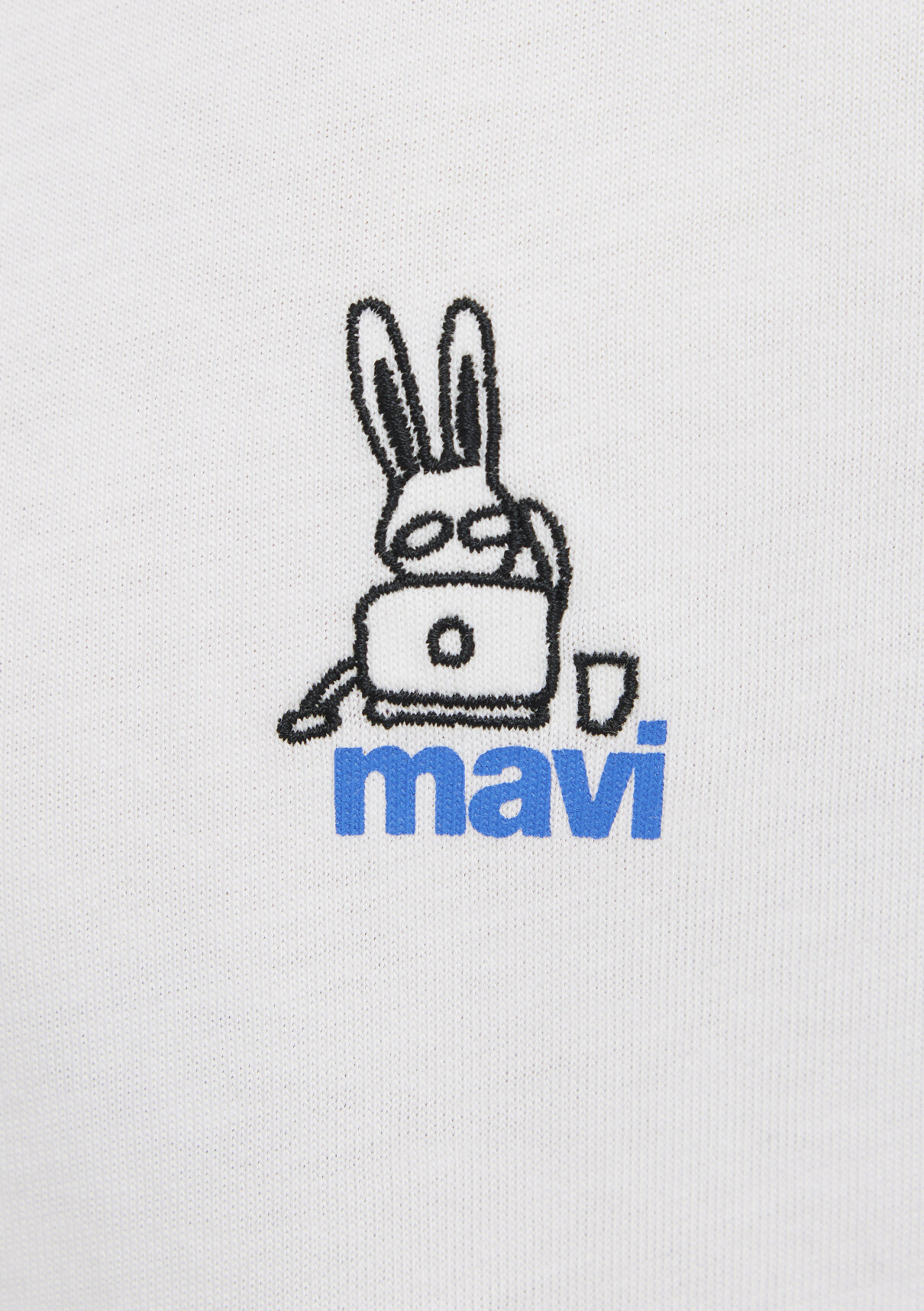 Mavi Logo Baskılı Ekru Tişört görsel 8