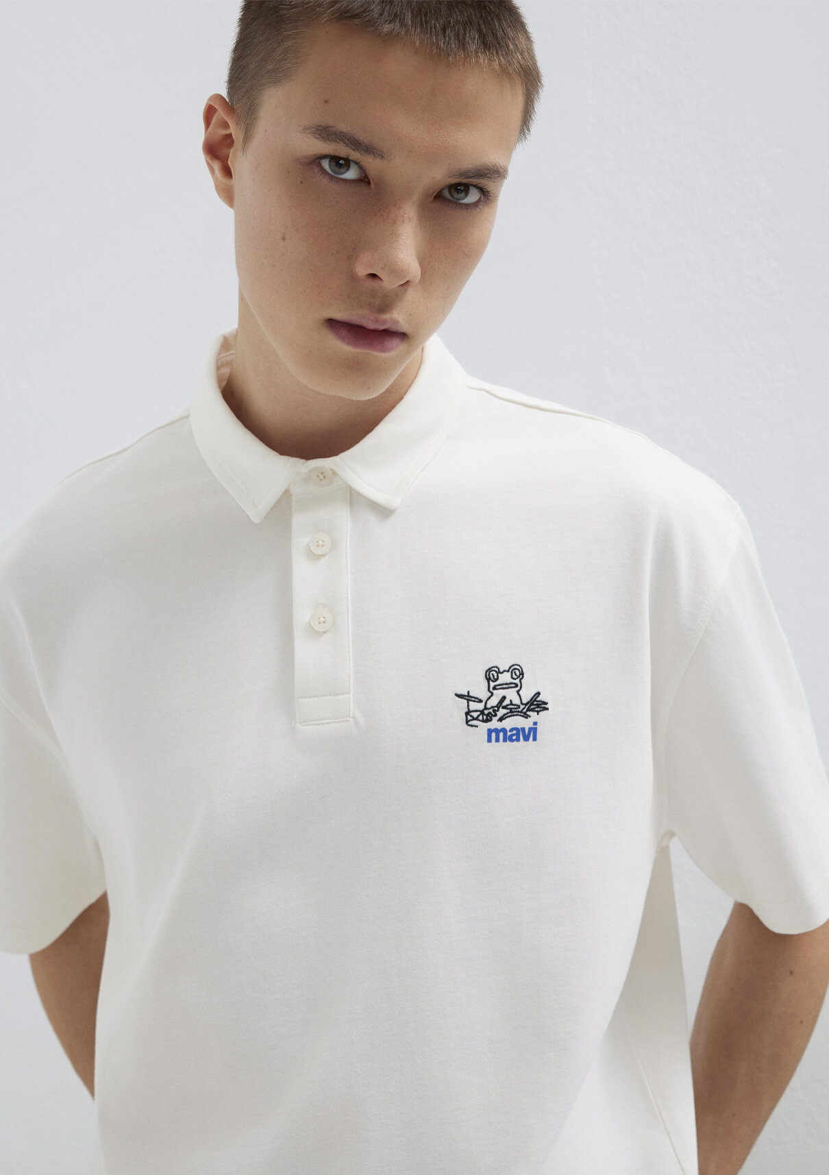 Mavi Logo Ekru Polo Tişört görsel 3