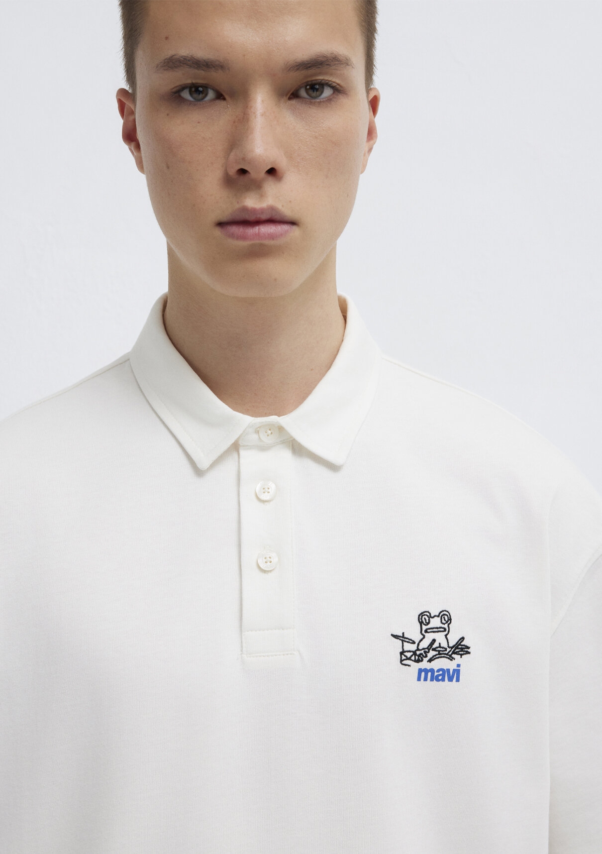 Mavi Logo Ekru Polo Tişört görsel 7