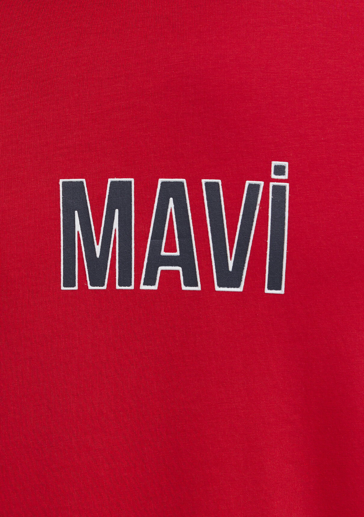 Mavi Logo Baskılı Kırmızı Tişört görsel 7