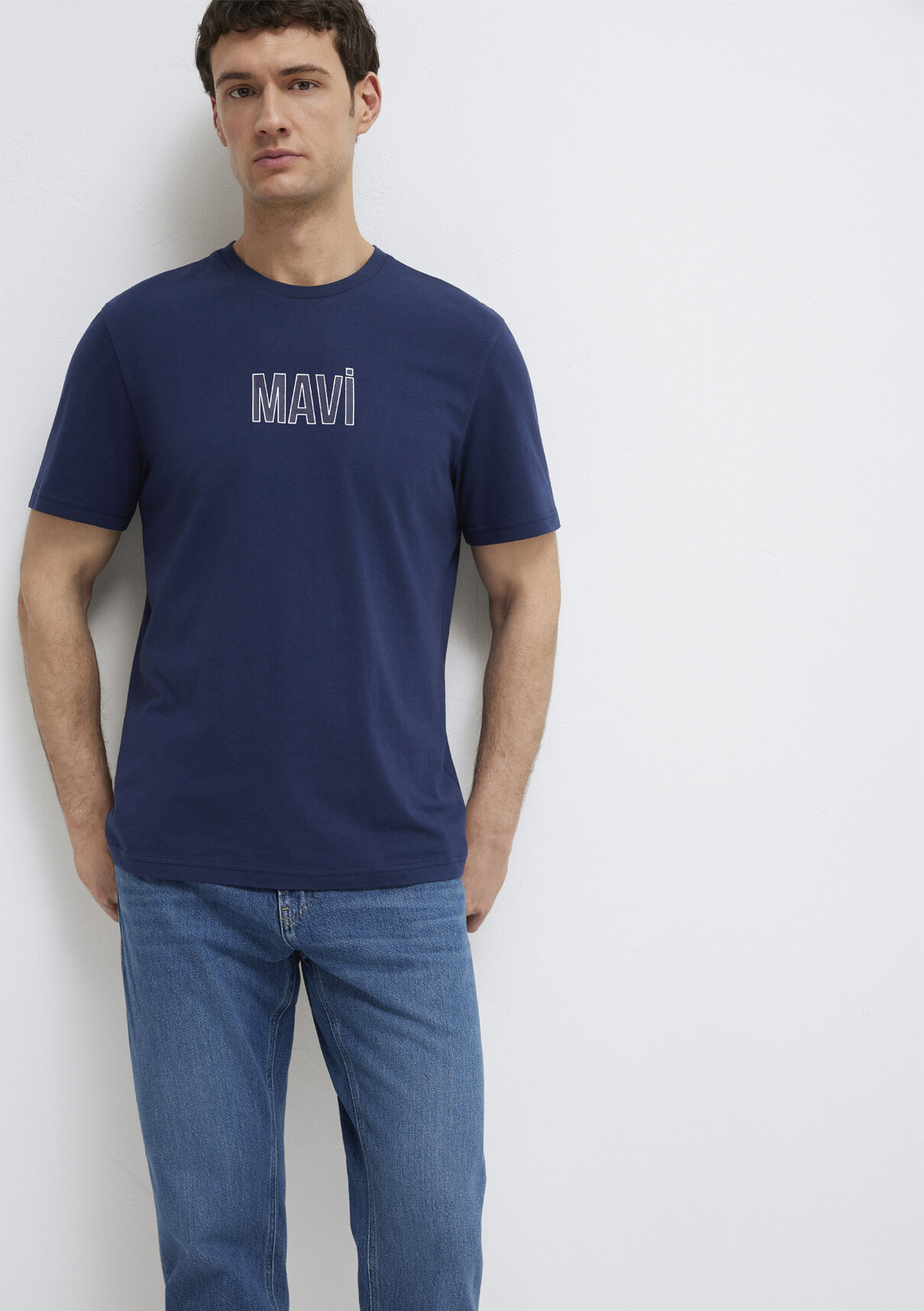 Mavi Logo Baskılı Lacivert Tişört görsel 2