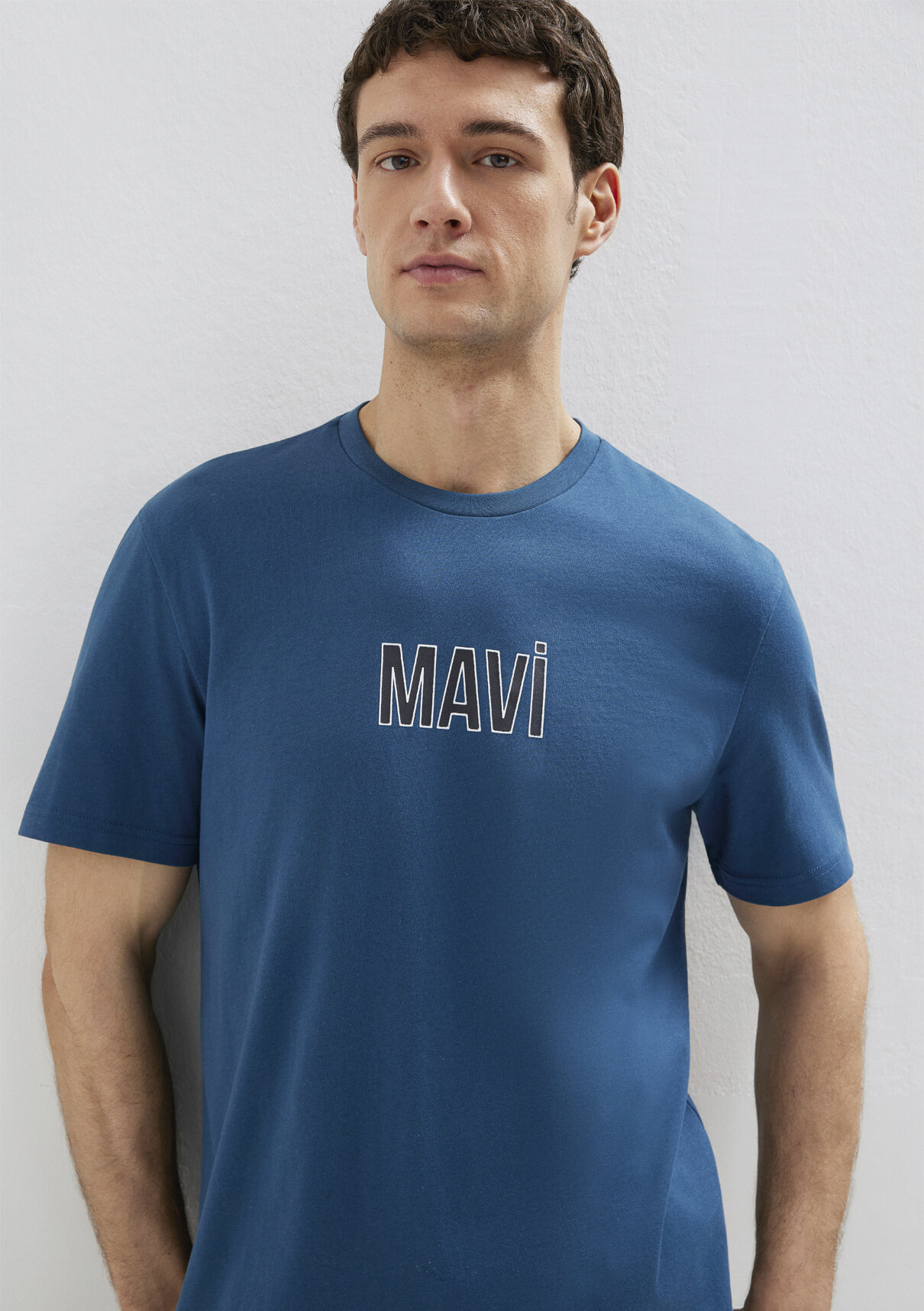 Mavi Logo Baskılı Mavi Tişört