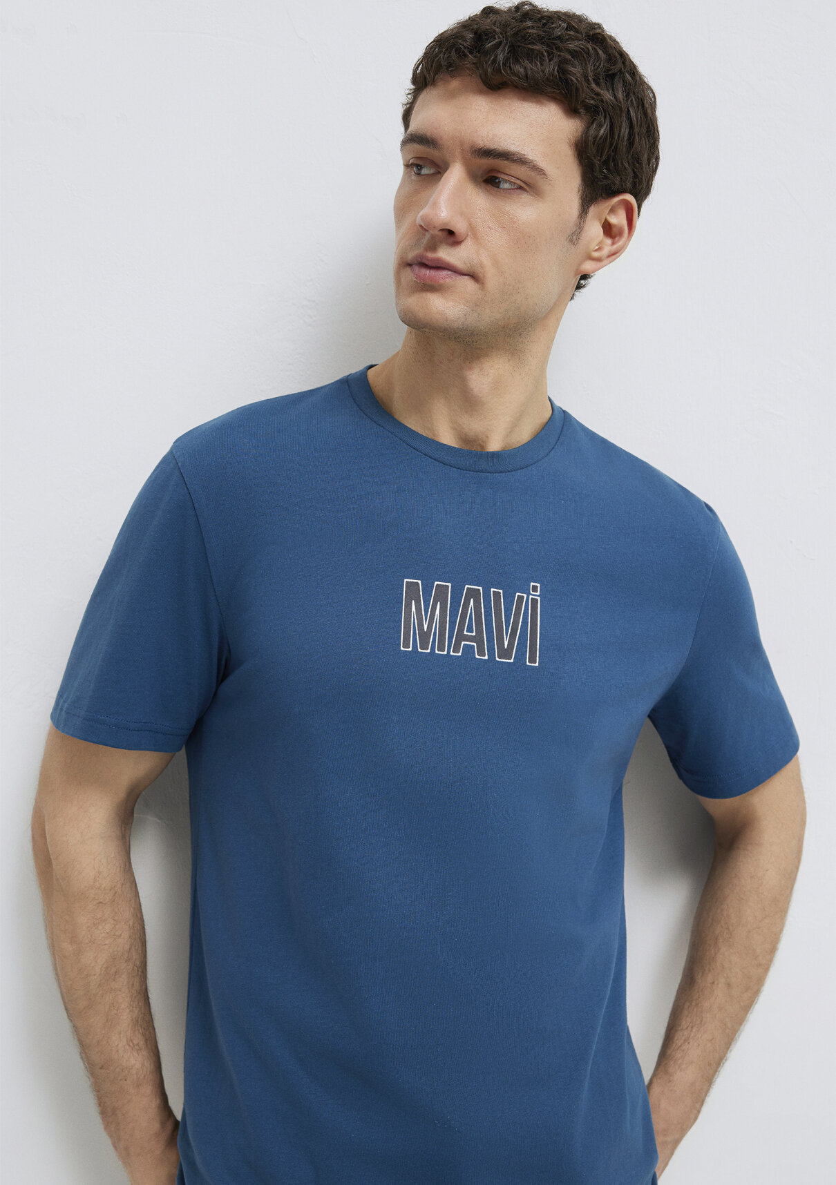 Mavi Logo Baskılı Mavi Tişört görsel 2