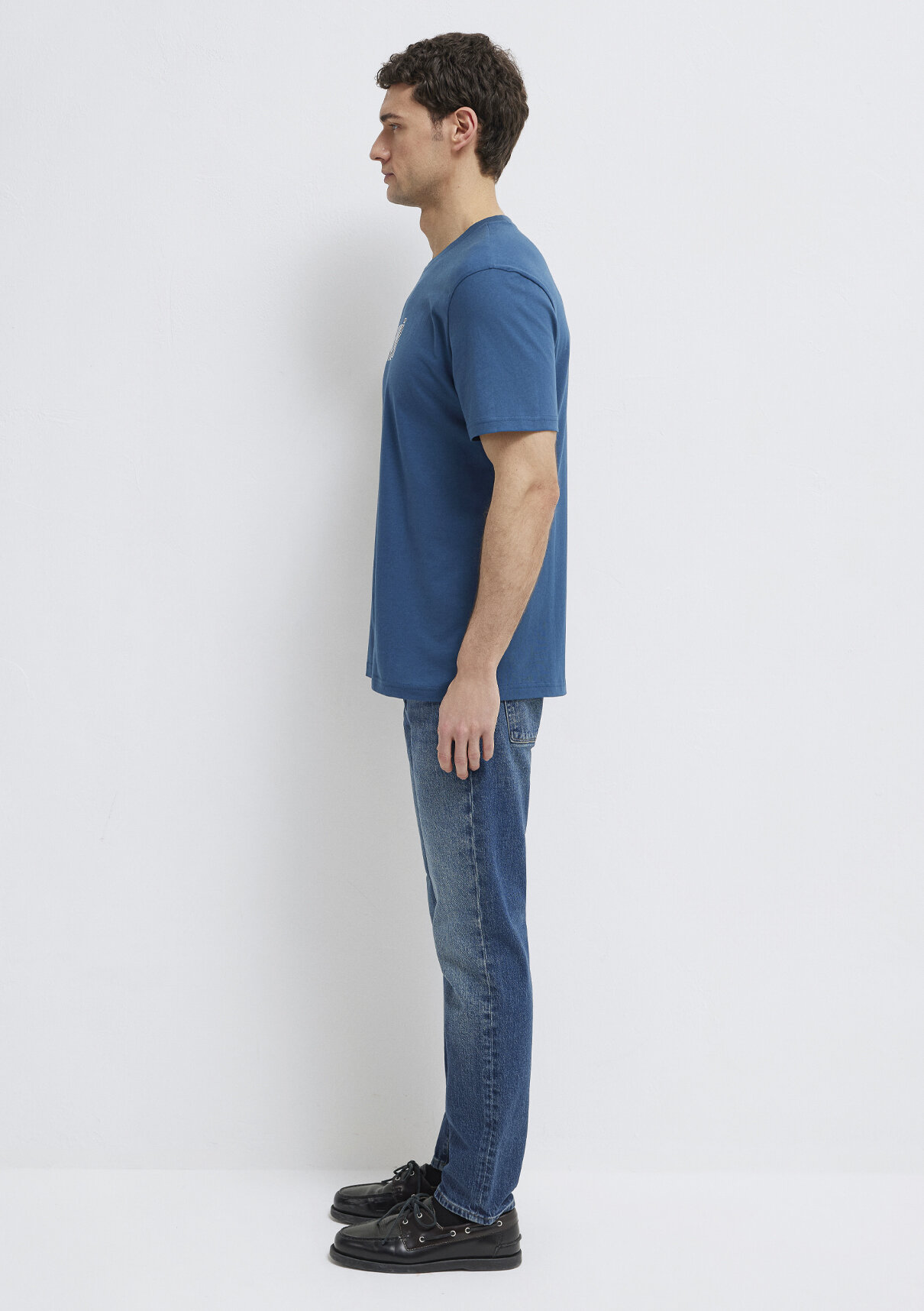 Mavi Logo Baskılı Mavi Tişört görsel 4