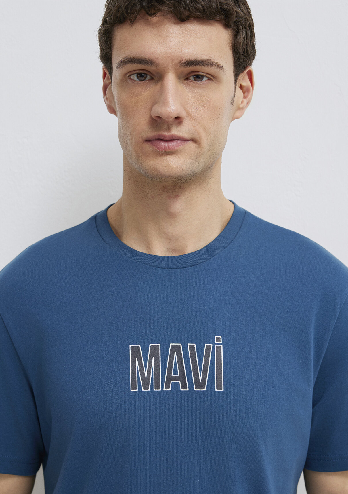 Mavi Logo Baskılı Mavi Tişört görsel 6