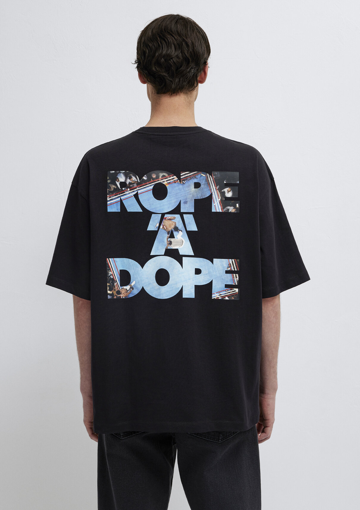 Mavi Rope a Dope Baskılı Siyah Tişört görsel 6