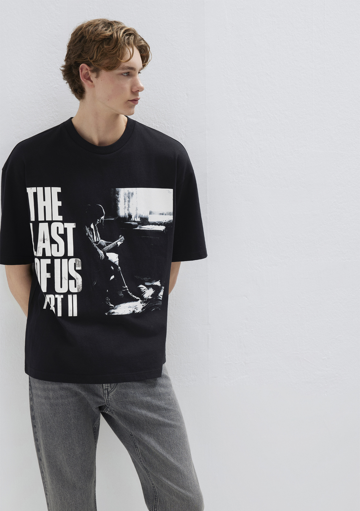 Mavi The Last Of Us Baskılı Siyah Tişört