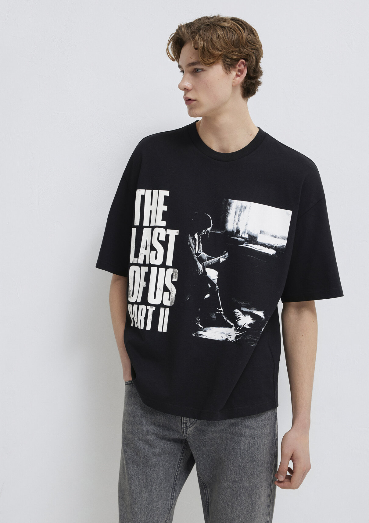 Mavi The Last Of Us Baskılı Siyah Tişört görsel 2