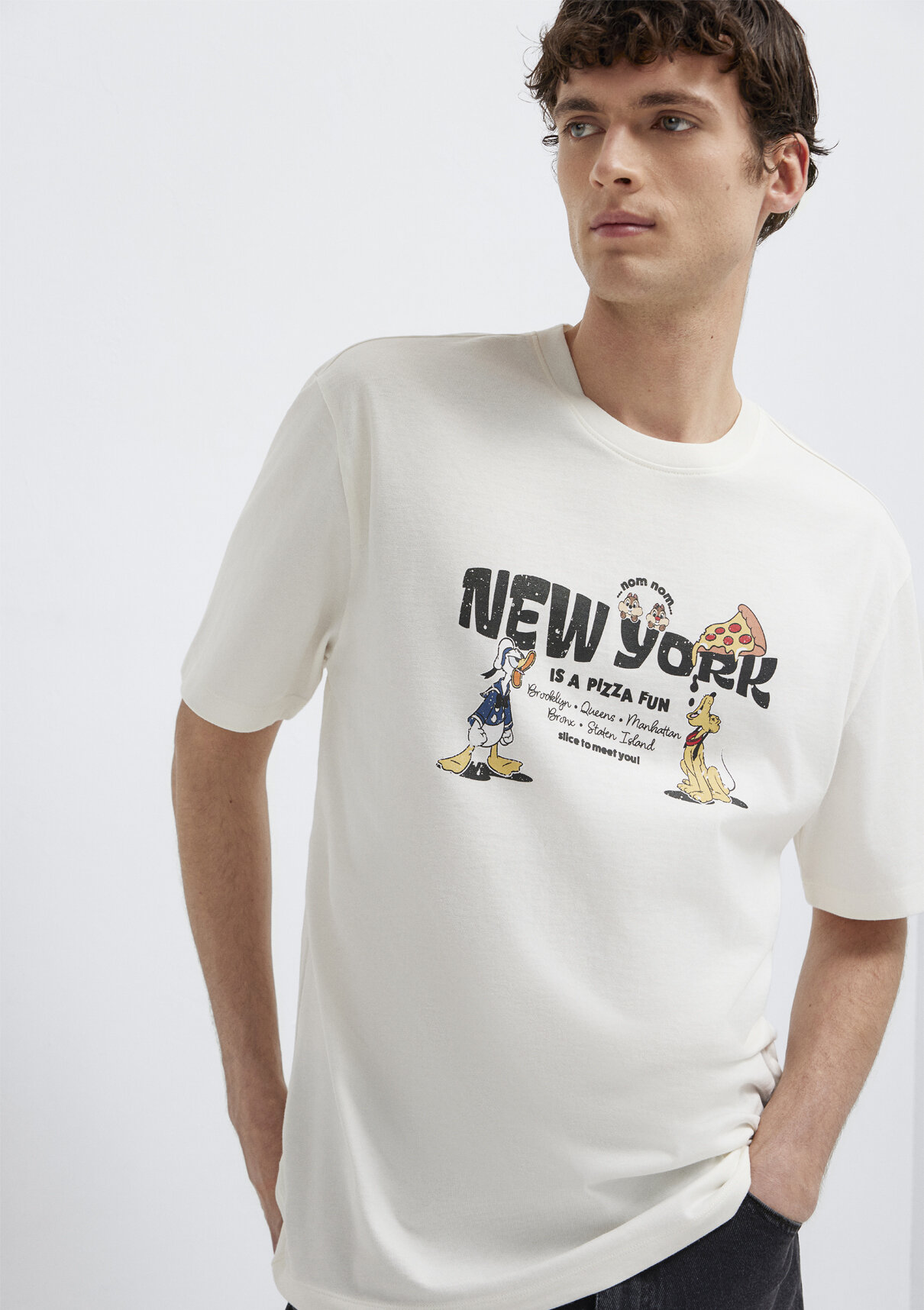 Mavi Newyork Baskılı Ekru Tişört görsel 2