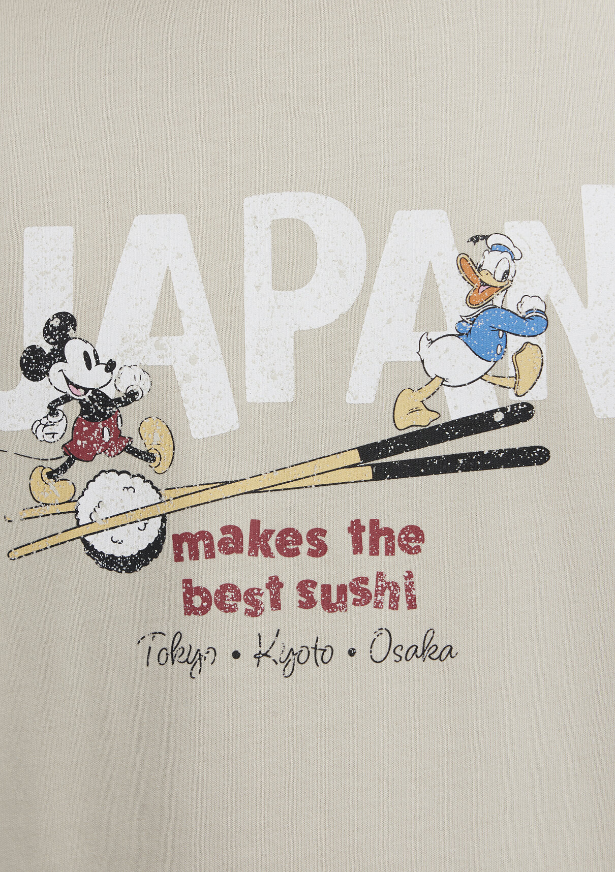 Mavi Japonya Baskılı Bej Tişört görsel 7