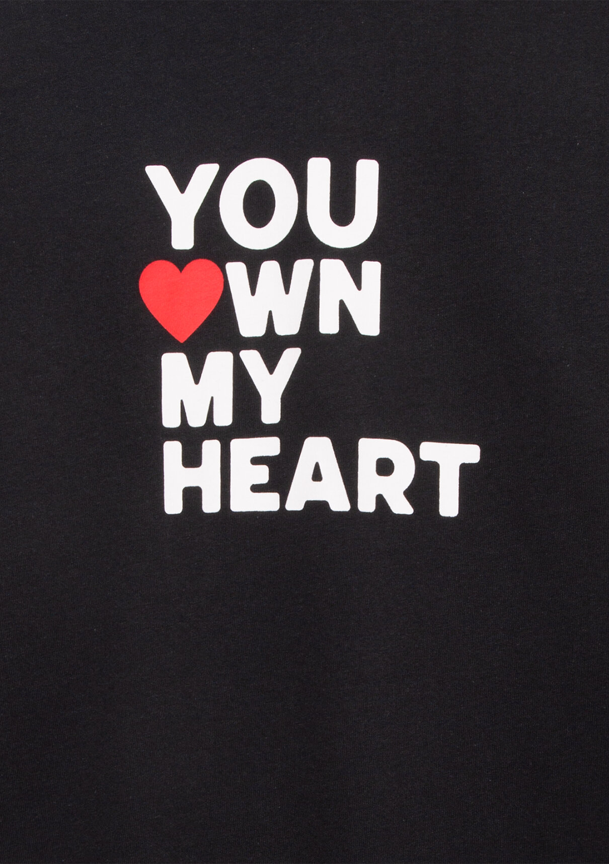 Mavi You Own My Heart Baskılı Siyah Tişört görsel 8