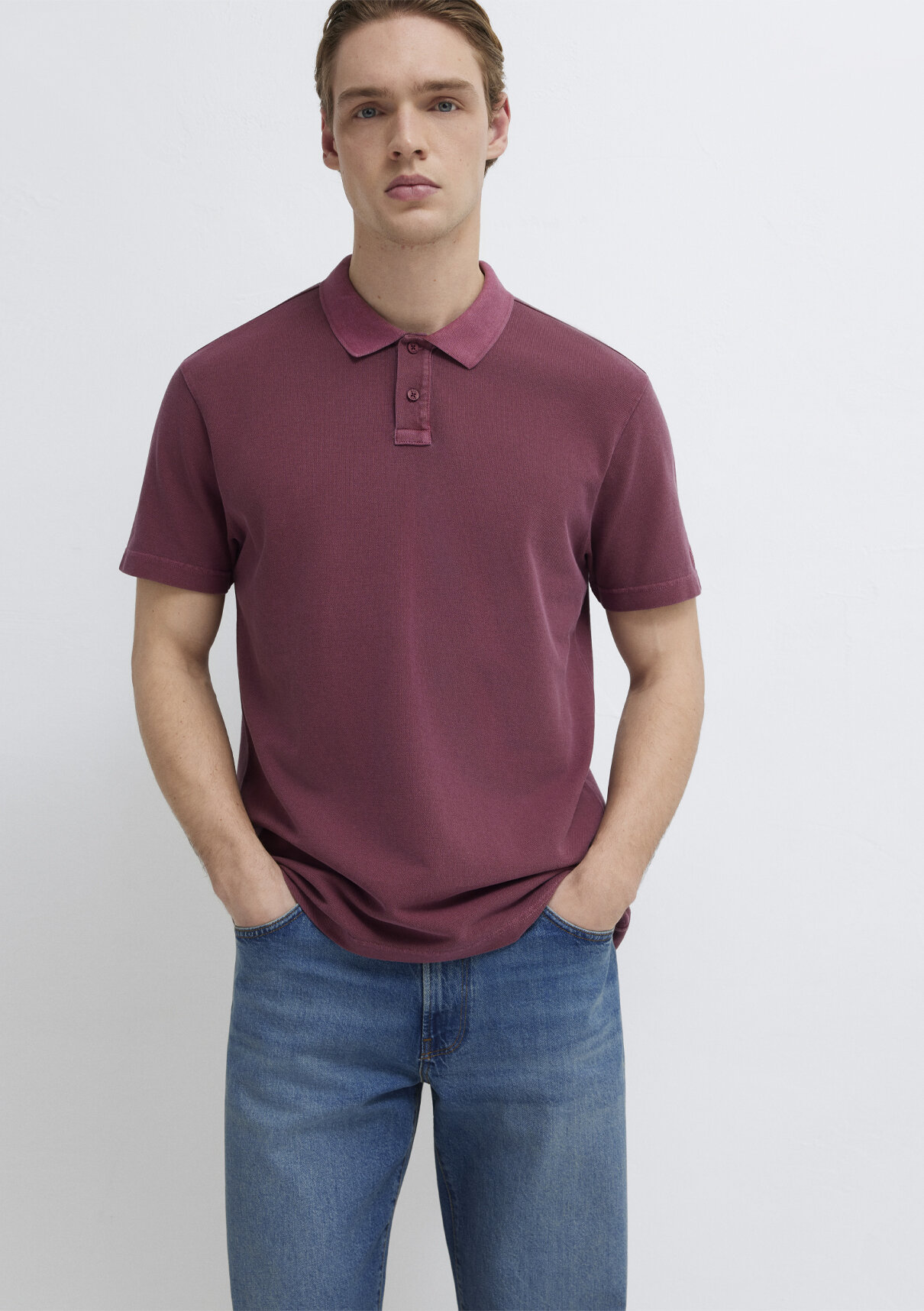 Mavi Bordo Polo Tişört görsel 2