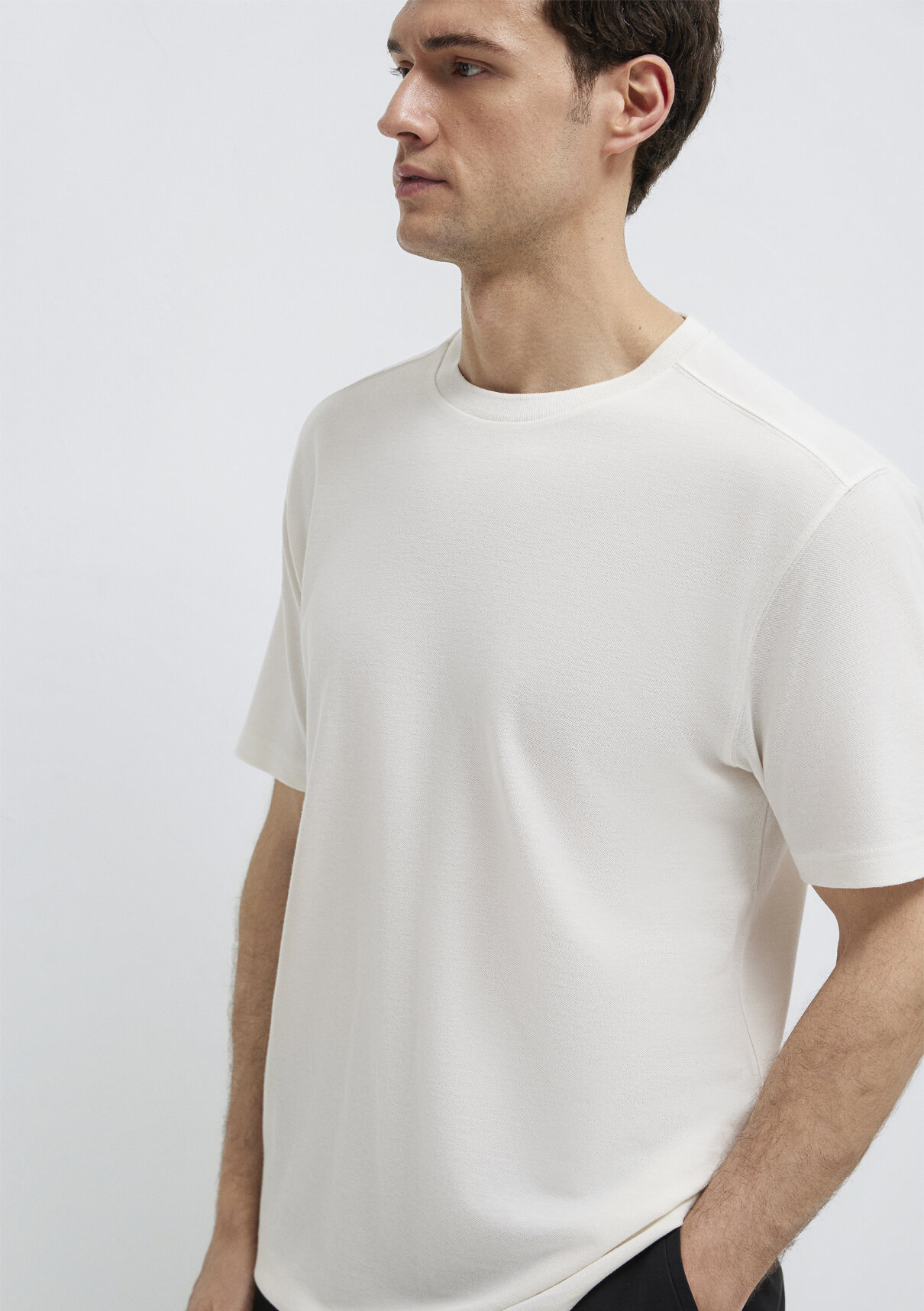 Mavi Soft-Premium Ekru (TENCEL™) Liyosel Karışımlı Tişört