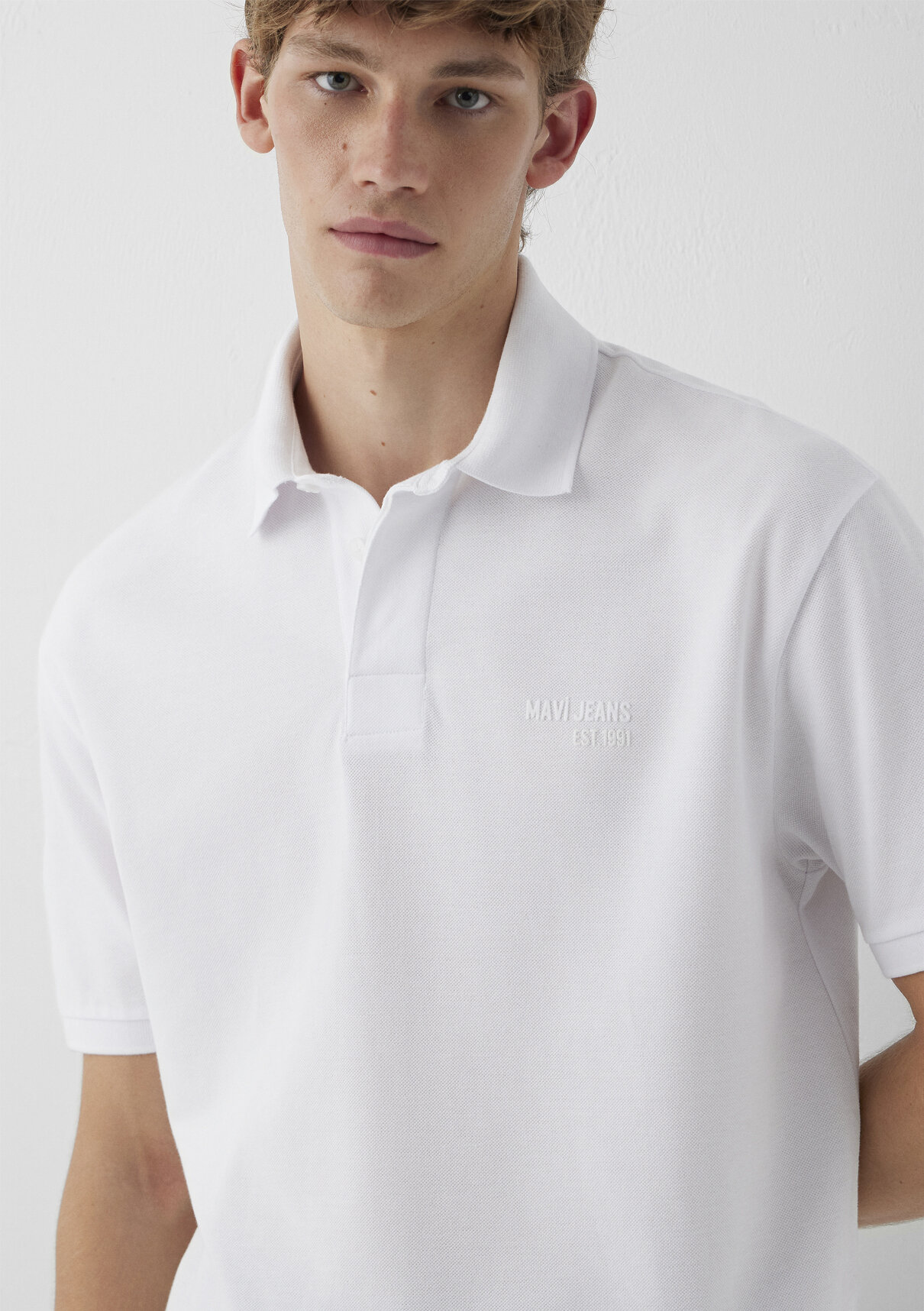 Mavi Jeans Baskılı Beyaz Polo Tişört