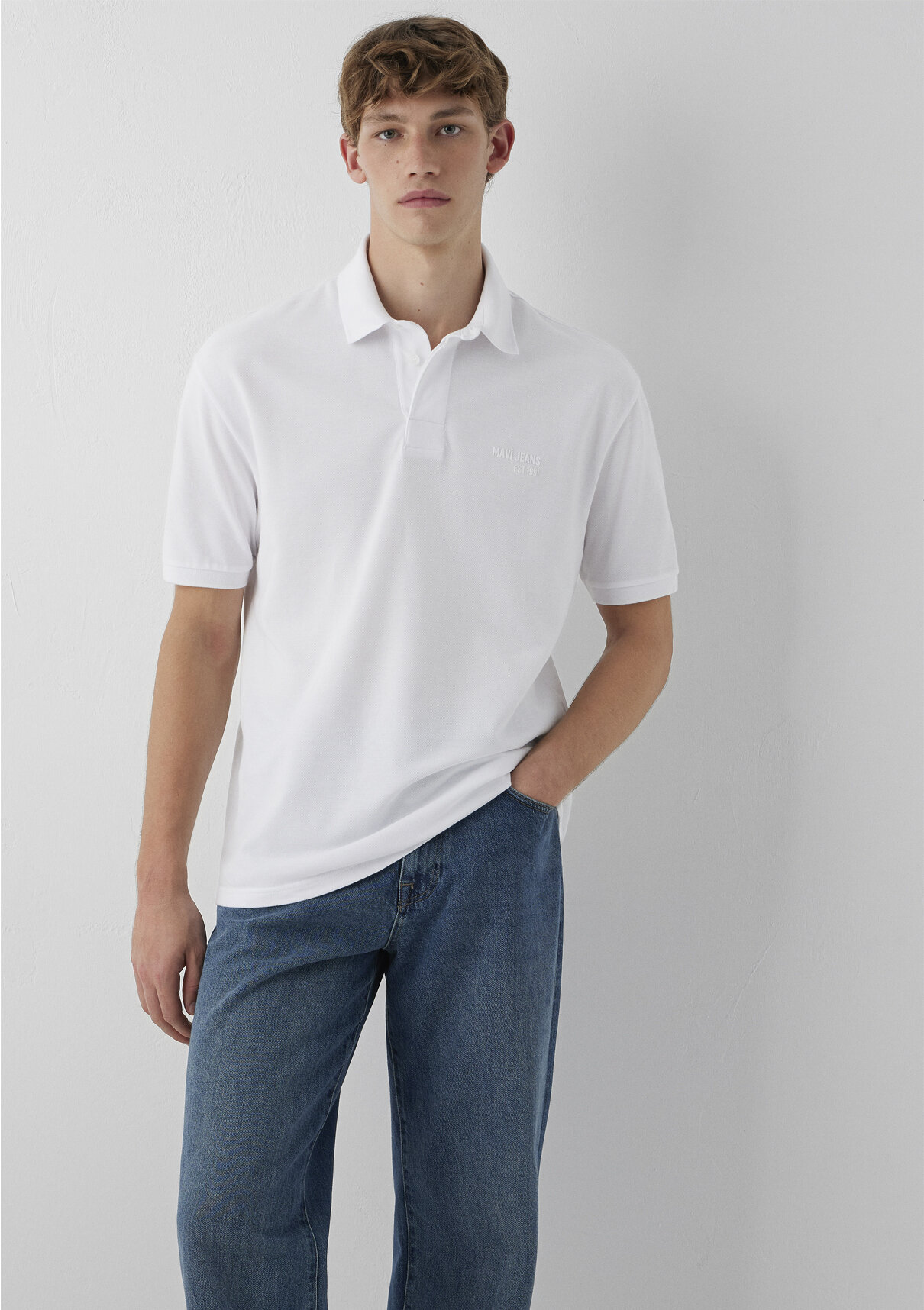 Mavi Jeans Baskılı Beyaz Polo Tişört görsel 2
