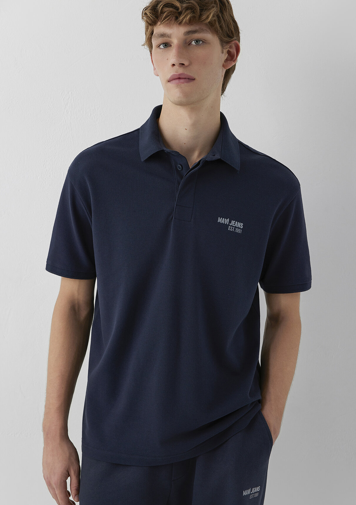 Mavi Jeans Baskılı Lacivert Polo Tişört