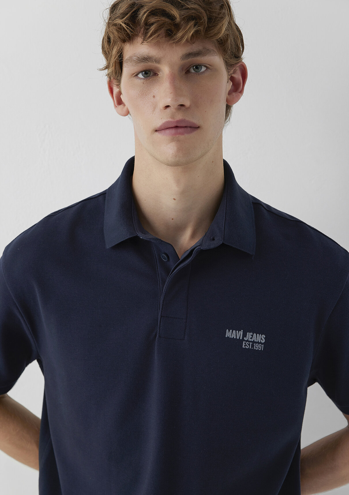 Mavi Jeans Baskılı Lacivert Polo Tişört görsel 3