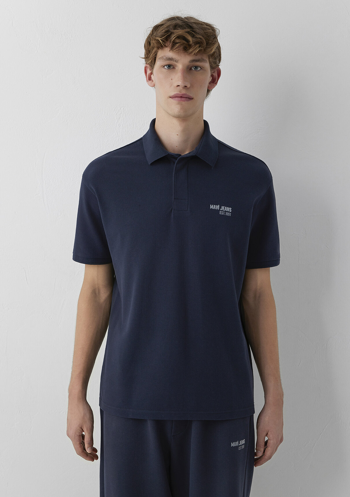 Mavi Jeans Baskılı Lacivert Polo Tişört görsel 4