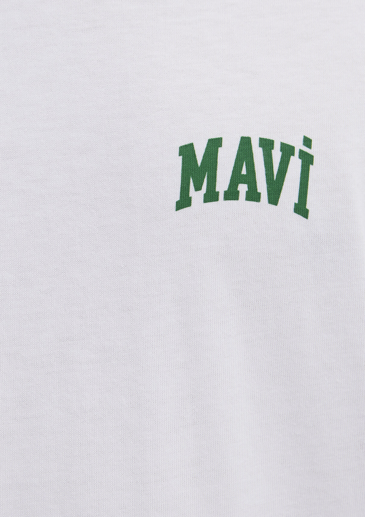 Mavi Logo Baskılı Biye Detaylı Beyaz Tişört görsel 8