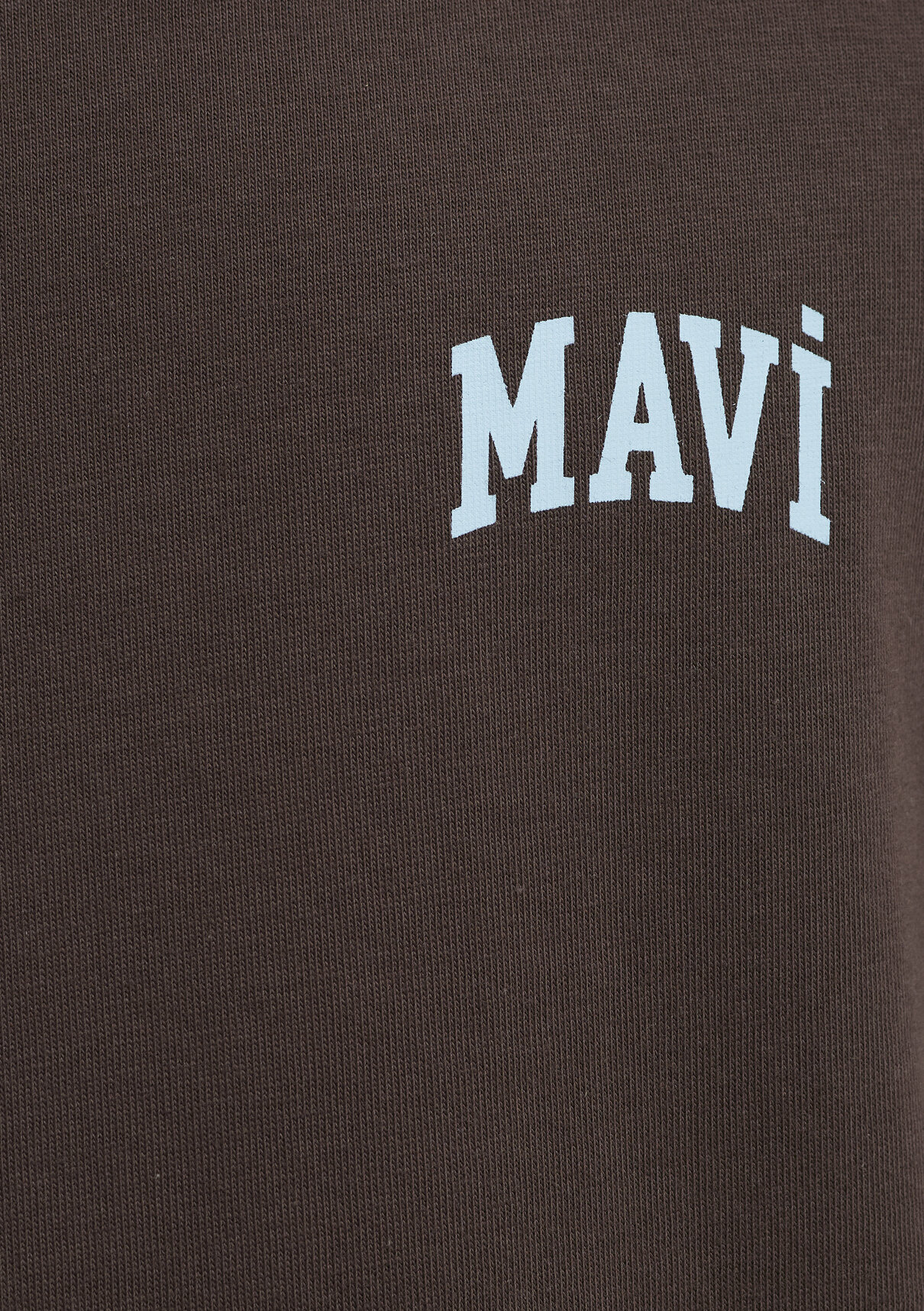 Mavi Logo Baskılı Biye Detaylı Kahverengi Tişört görsel 7