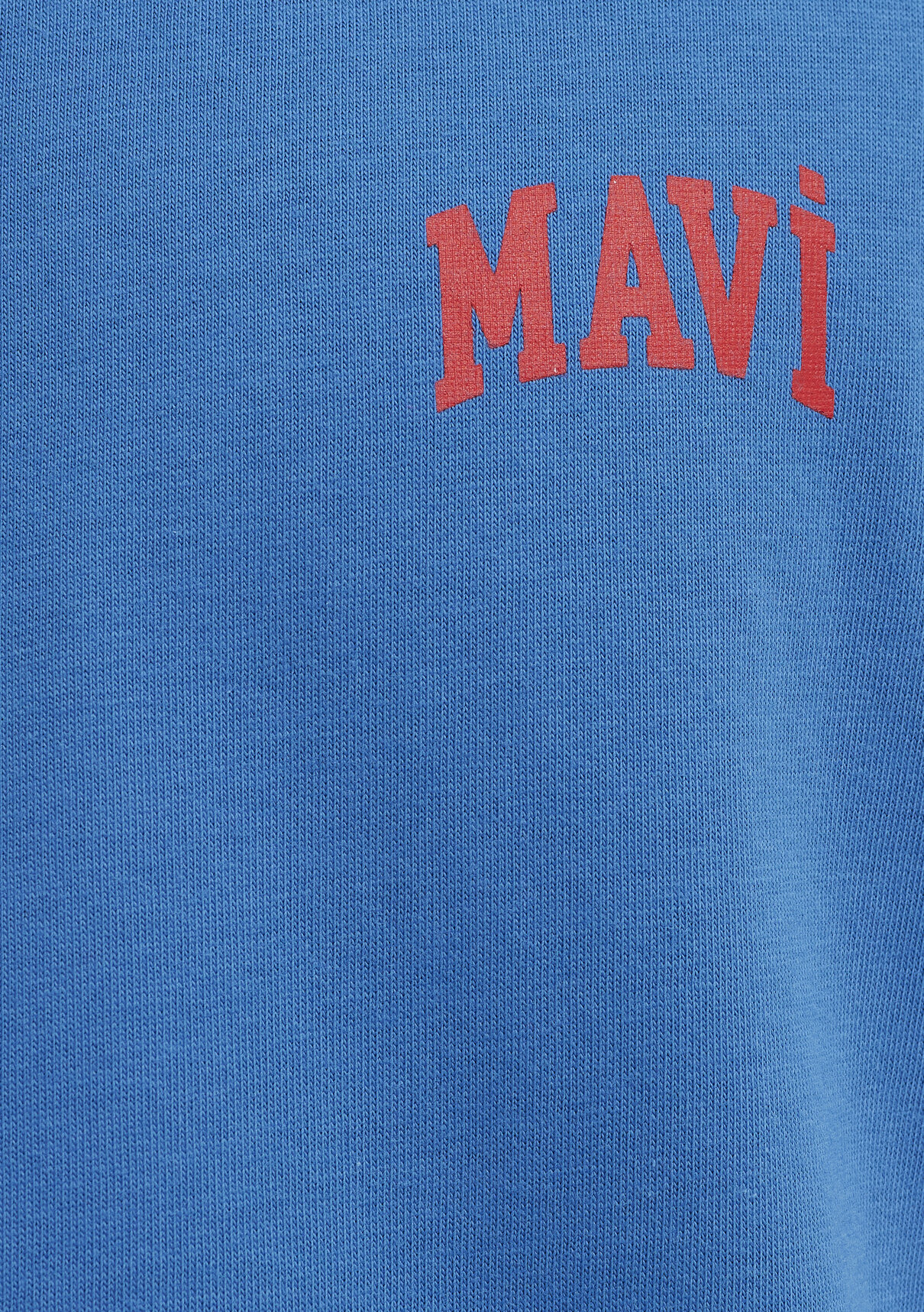Mavi Logo Baskılı Biye Detaylı Mavi Tişört görsel 7