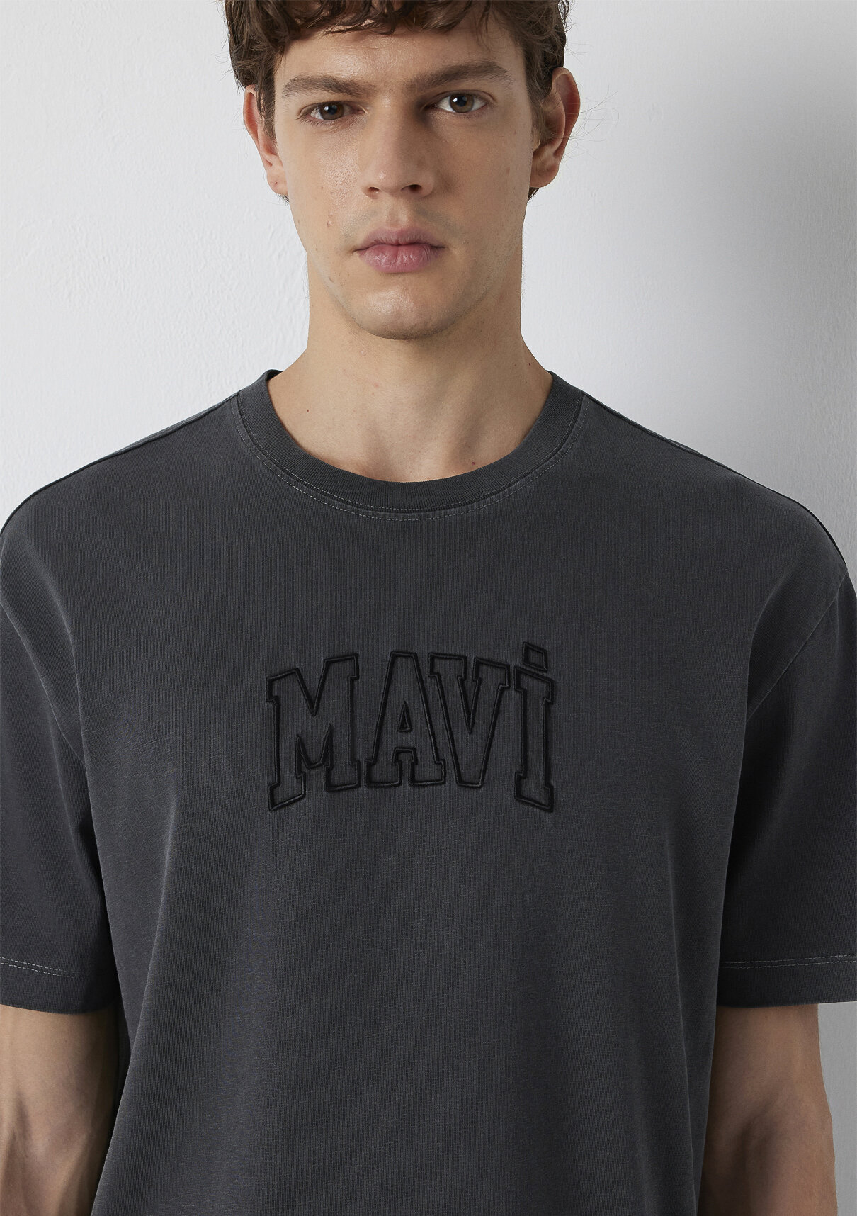 Mavi Logo Baskılı Antrasit Tişört görsel 6