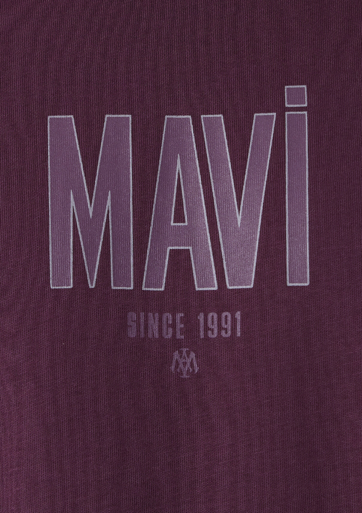 Mavi Logo Baskılı Mor Tişört görsel 7
