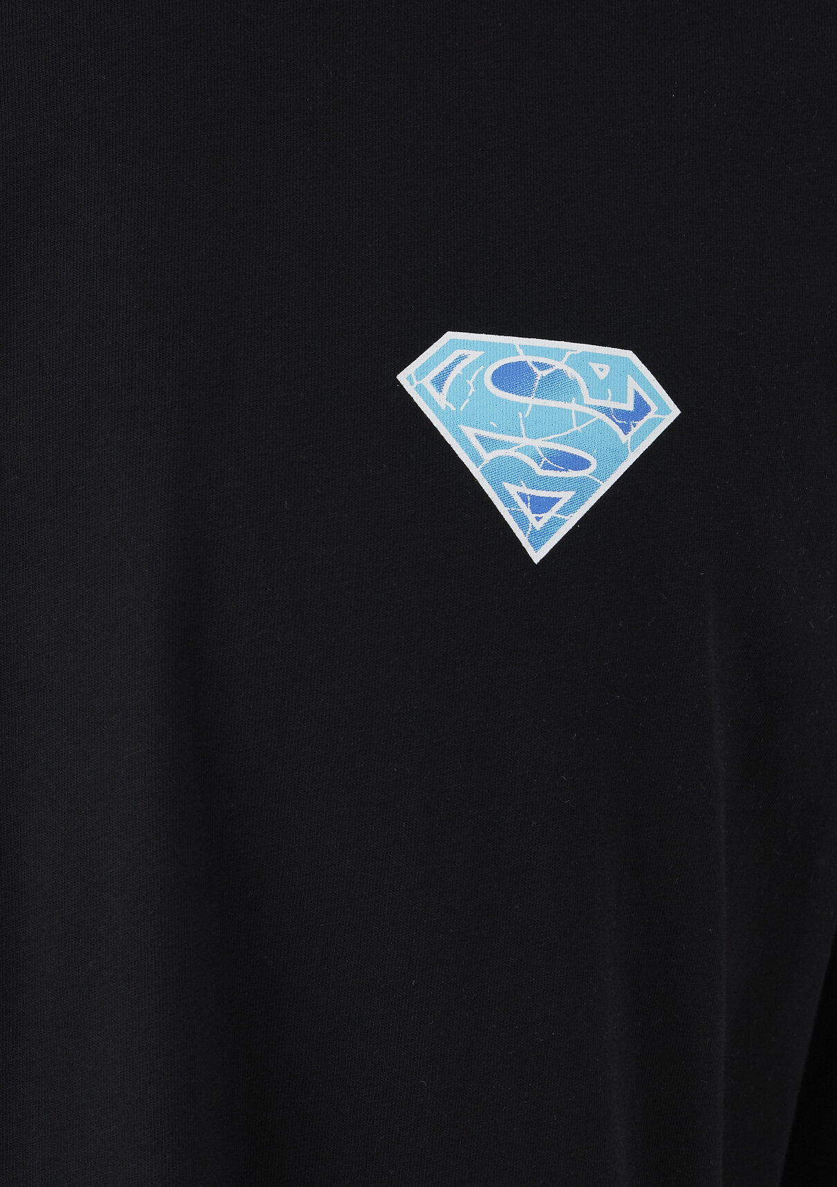 Mavi Superman Baskılı Siyah Tişört görsel 8