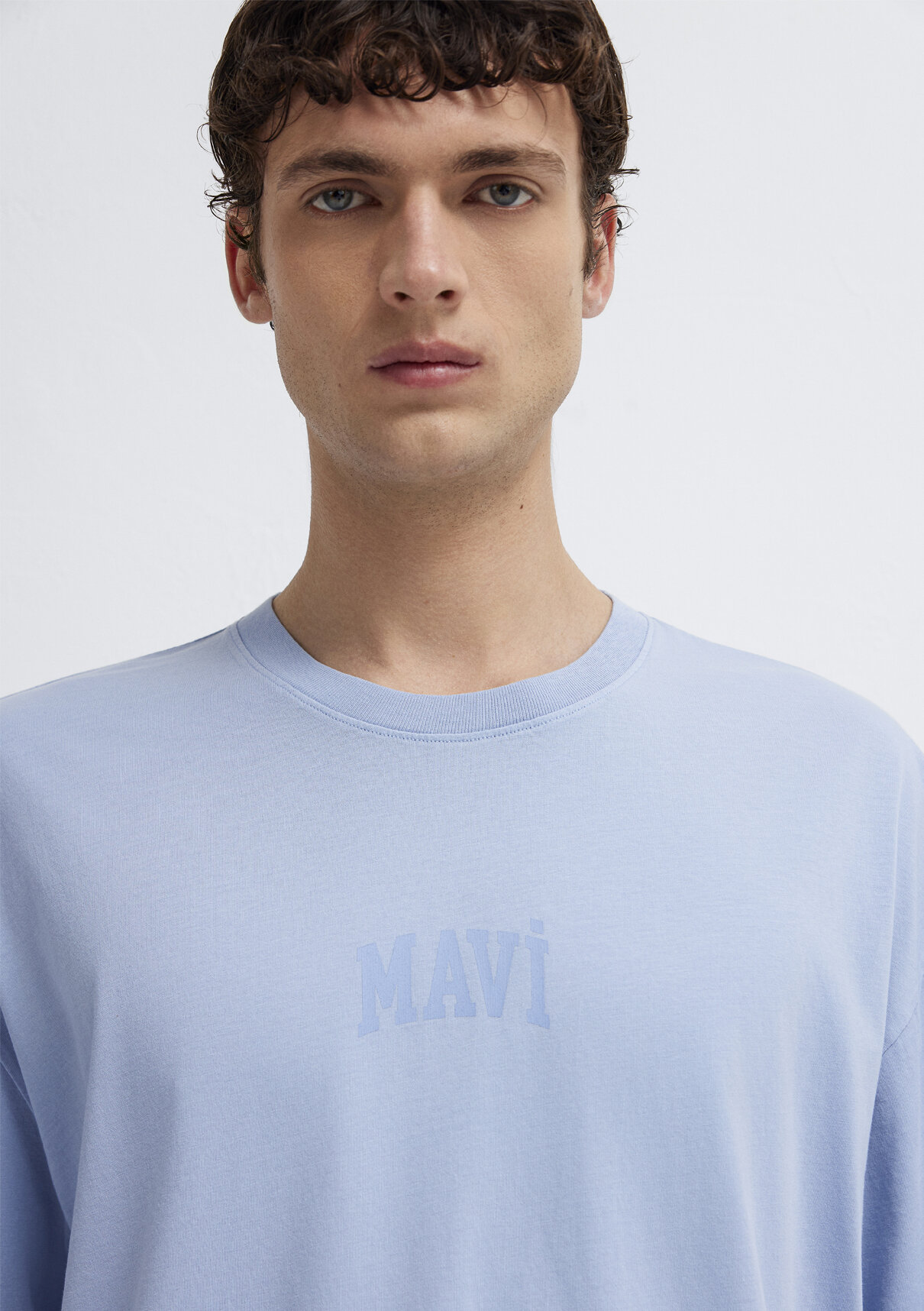 Mavi Logo Baskılı Mavi Tişört görsel 7