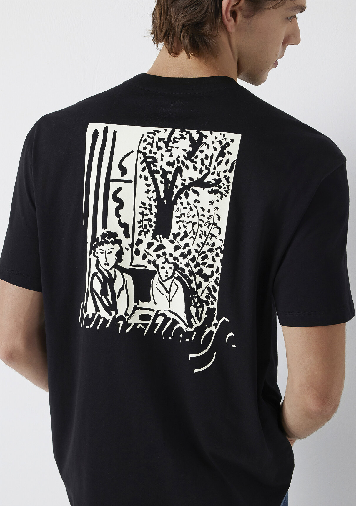 Mavi Henri Matisse Baskılı Siyah Tişört
