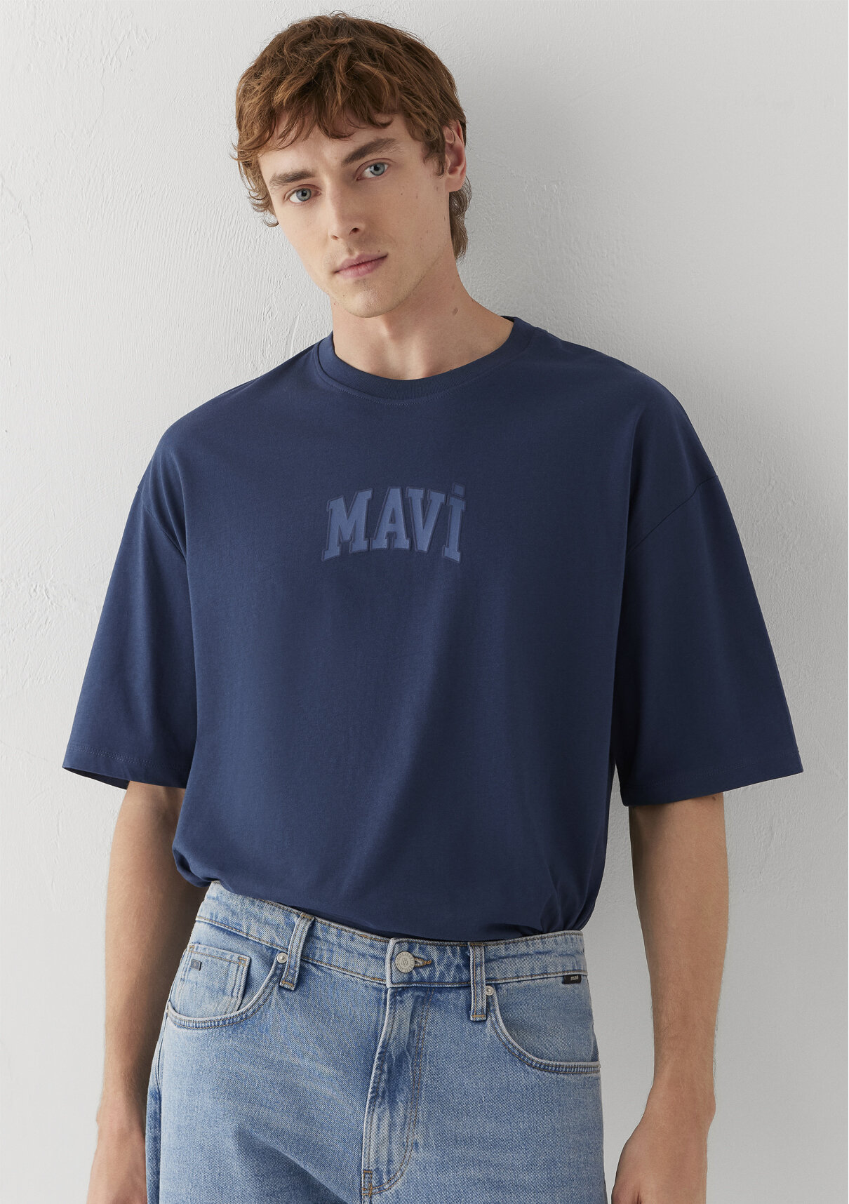 Mavi Logo Baskılı Mavi Tişört görsel 2