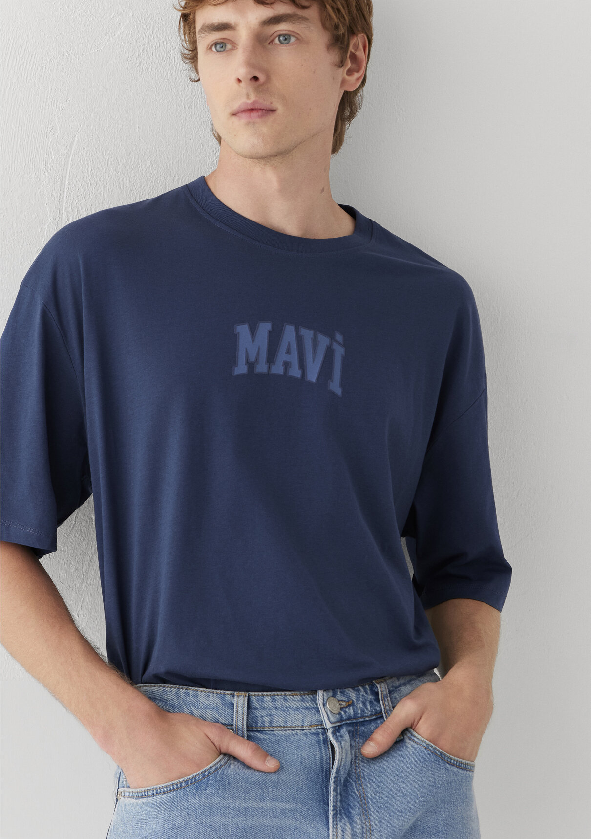 Mavi Logo Baskılı Mavi Tişört görsel 3