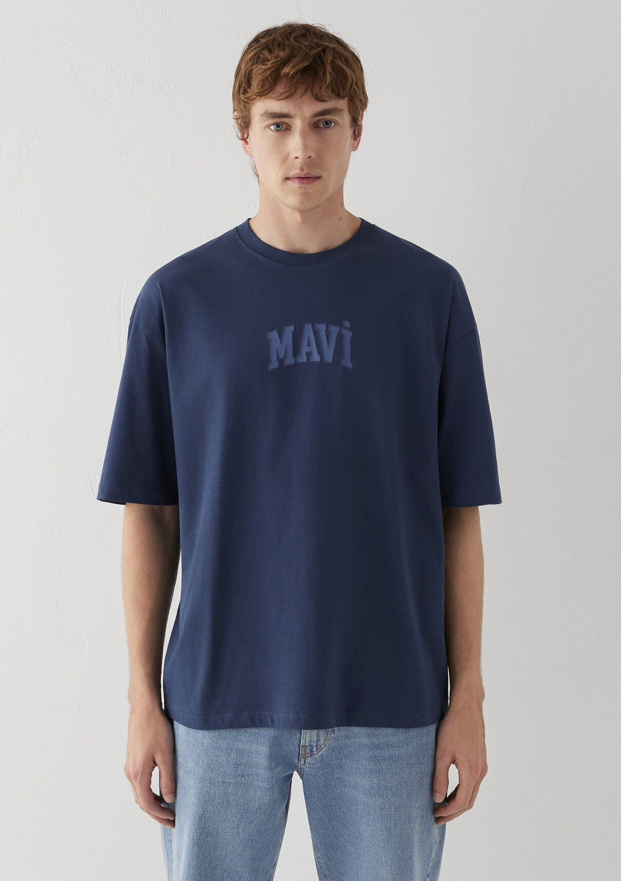 Mavi Logo Baskılı Mavi Tişört görsel 4
