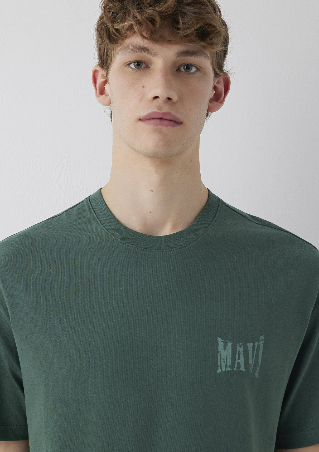 Mavi Logo Baskılı Yeşil Tişört görsel 6