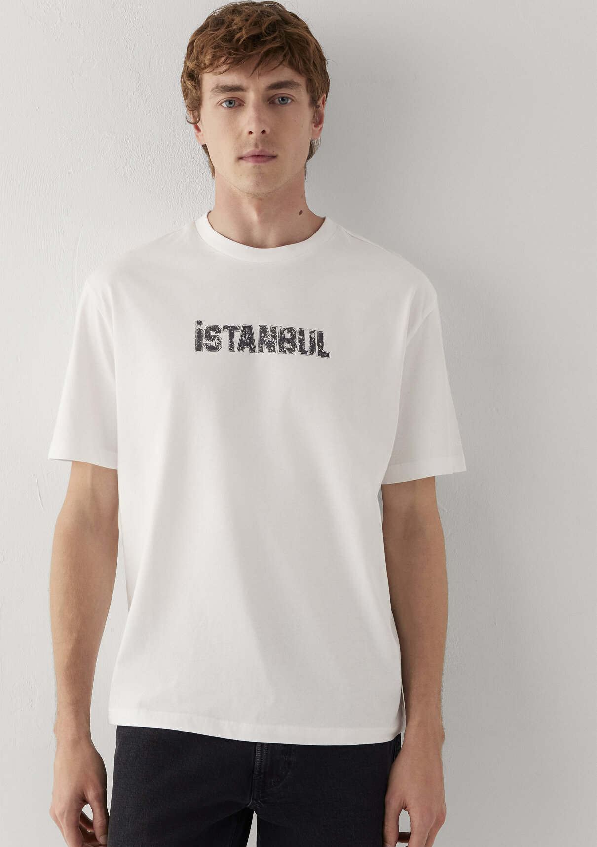Mavi İstanbul Baskılı Ekru Tişört görsel 3