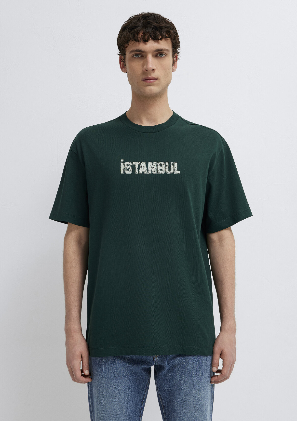 Mavi İstanbul Baskılı Yeşil Tişört görsel 3
