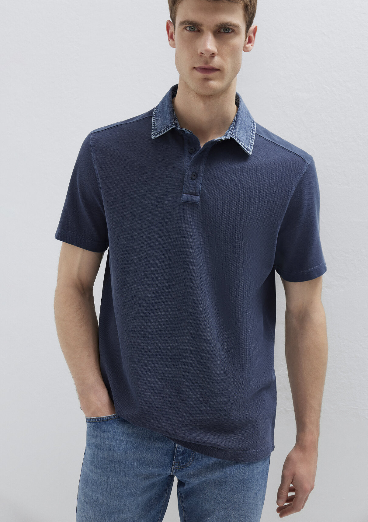 Mavi Denim Yaka Detaylı Lacivert Polo Tişört görsel 2