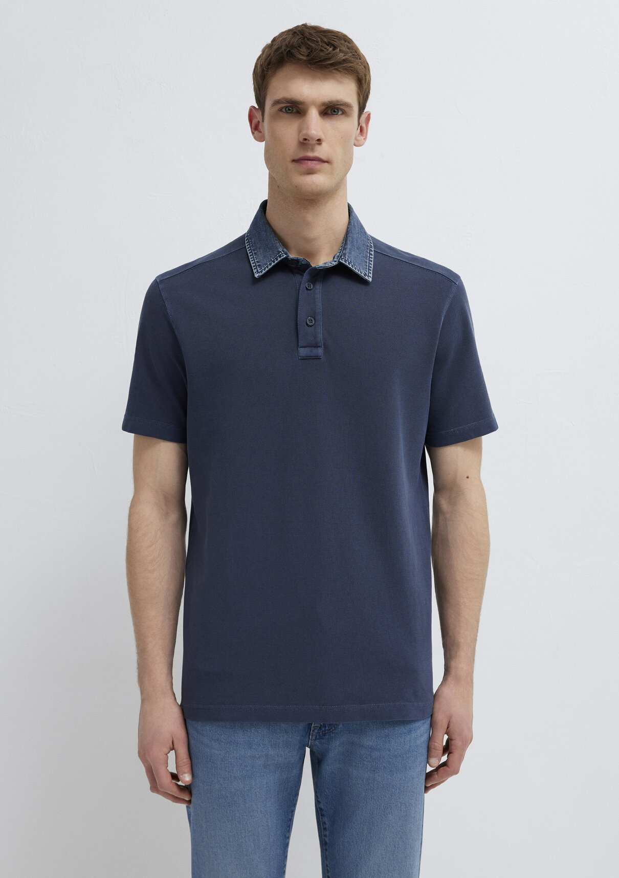 Mavi Denim Yaka Detaylı Lacivert Polo Tişört görsel 3