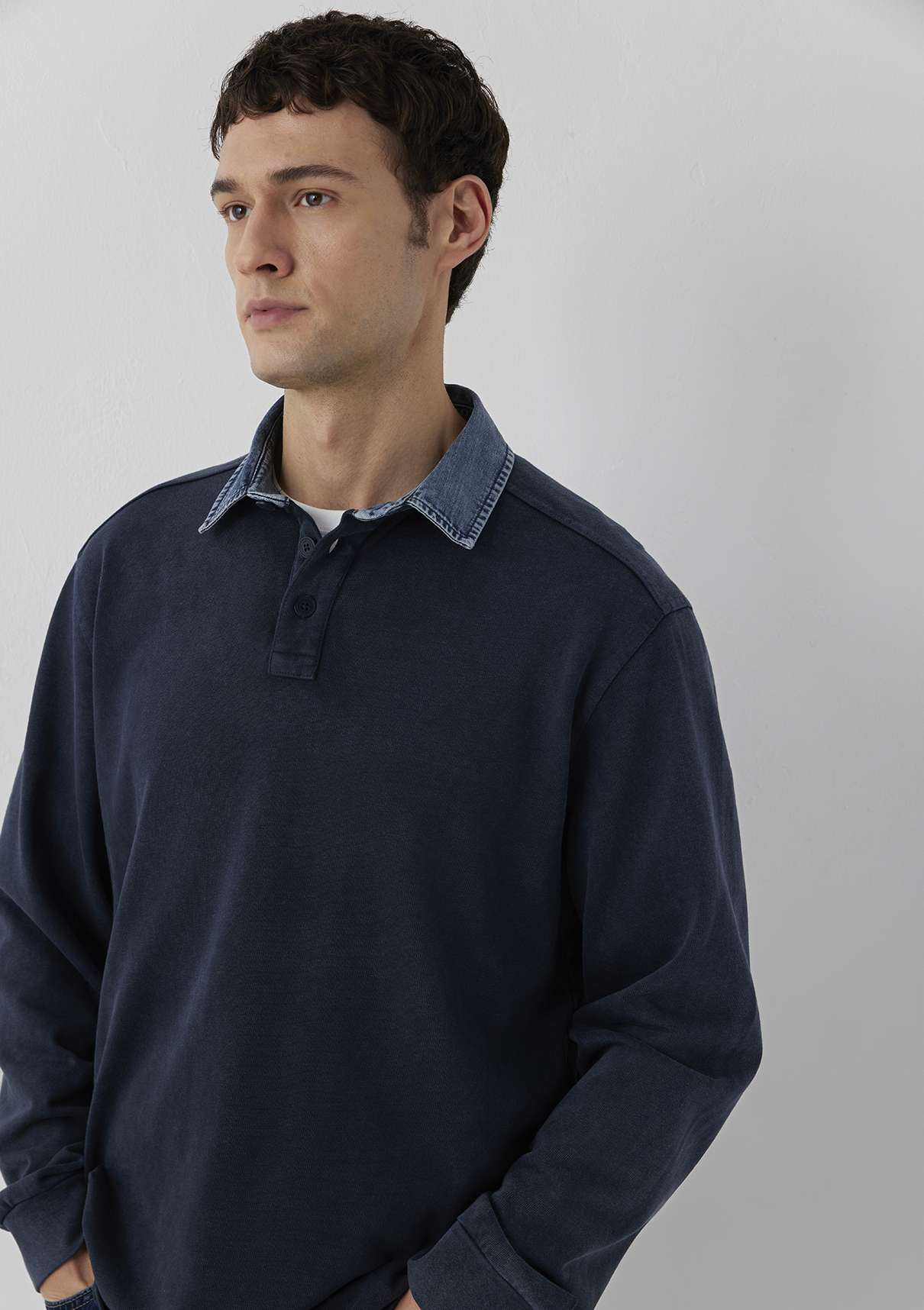 Mavi Denim Yaka Detaylı Lacivert Polo Tişört