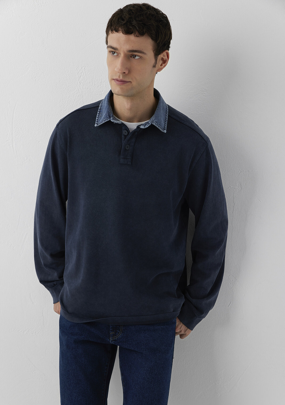 Mavi Denim Yaka Detaylı Lacivert Polo Tişört görsel 2