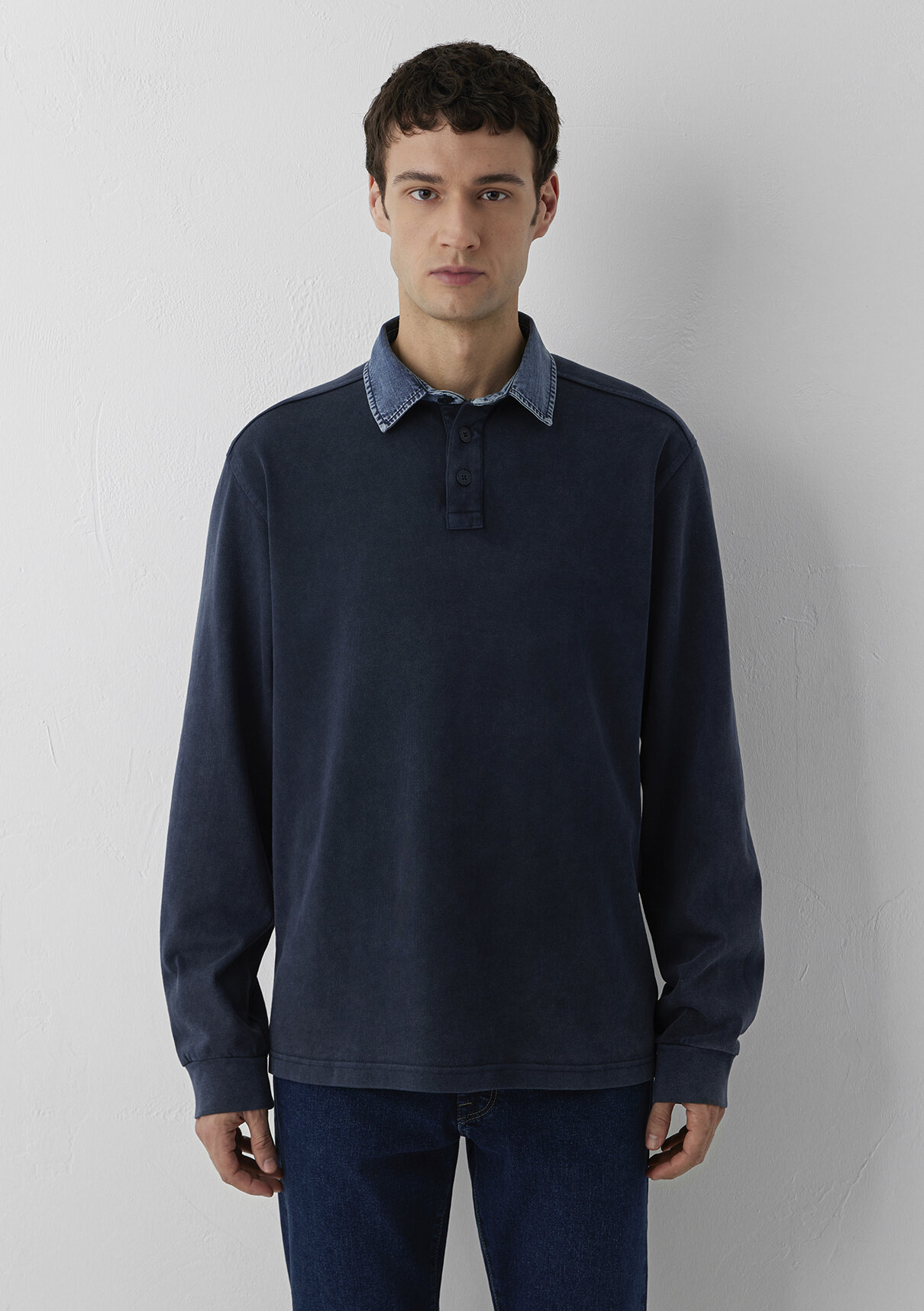 Mavi Denim Yaka Detaylı Lacivert Polo Tişört görsel 3